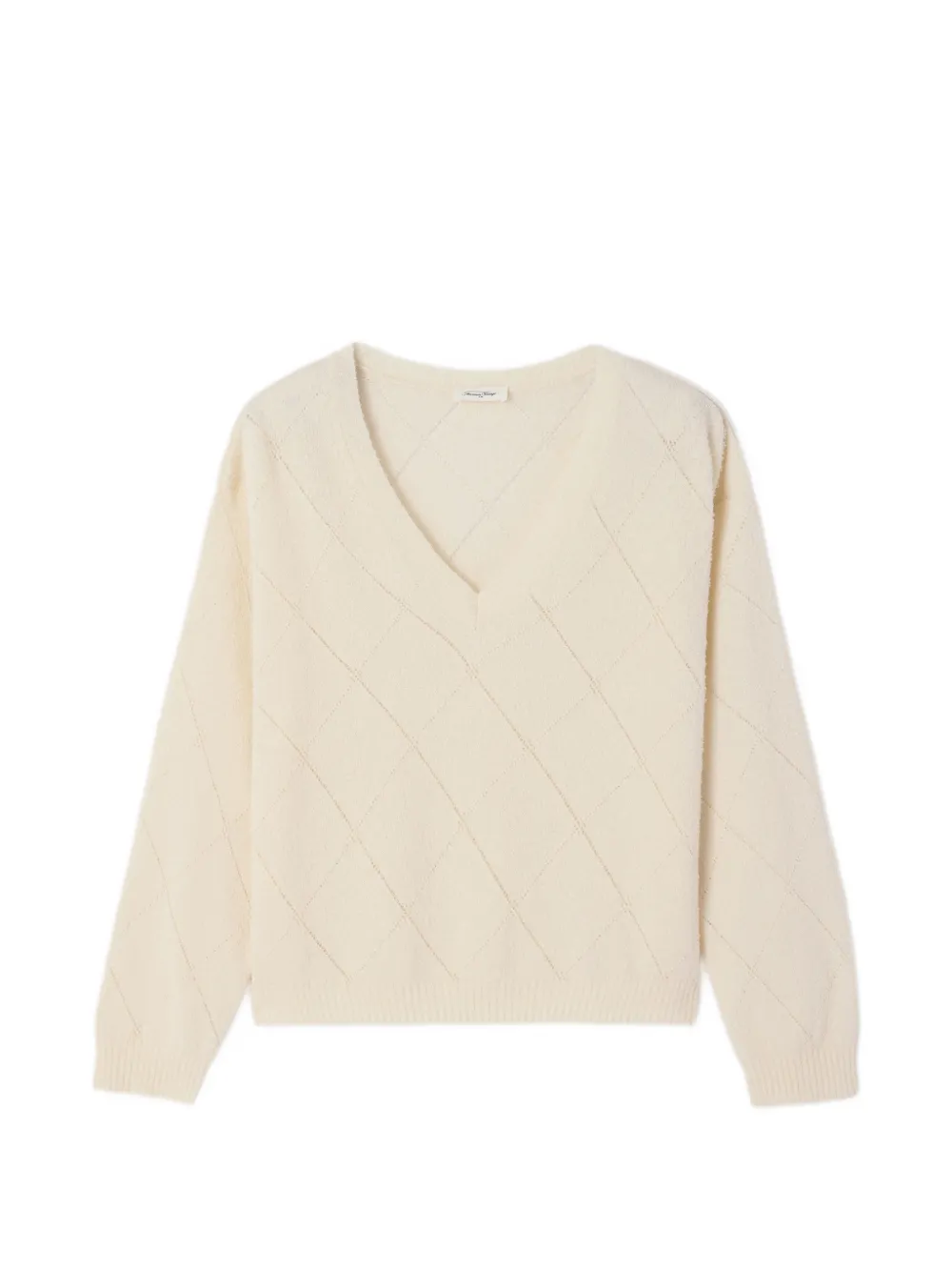 American Vintage diamond-knit V-neck sweater - Toni neutri