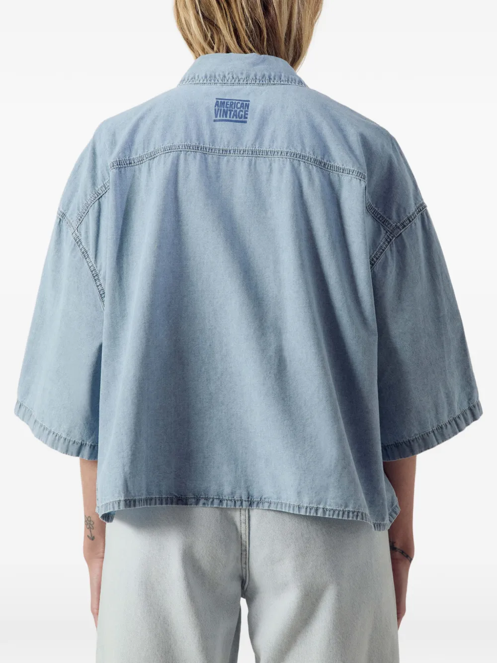 American Vintage Paybou blouse met korte mouwen Blauw