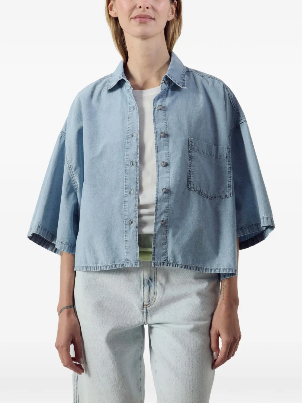 American Vintage Paybou blouse met korte mouwen Blauw