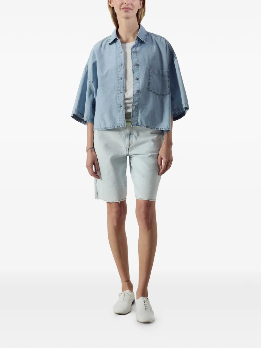 American Vintage Paybou blouse met korte mouwen Blauw