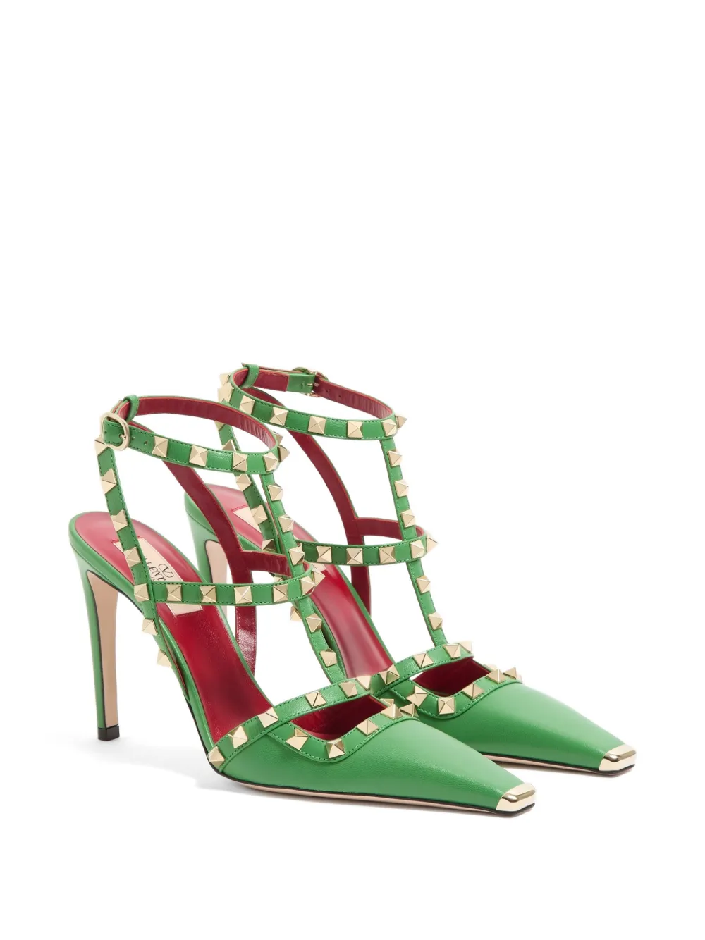 Valentino Garavani Rockstud kidskin pumps Groen