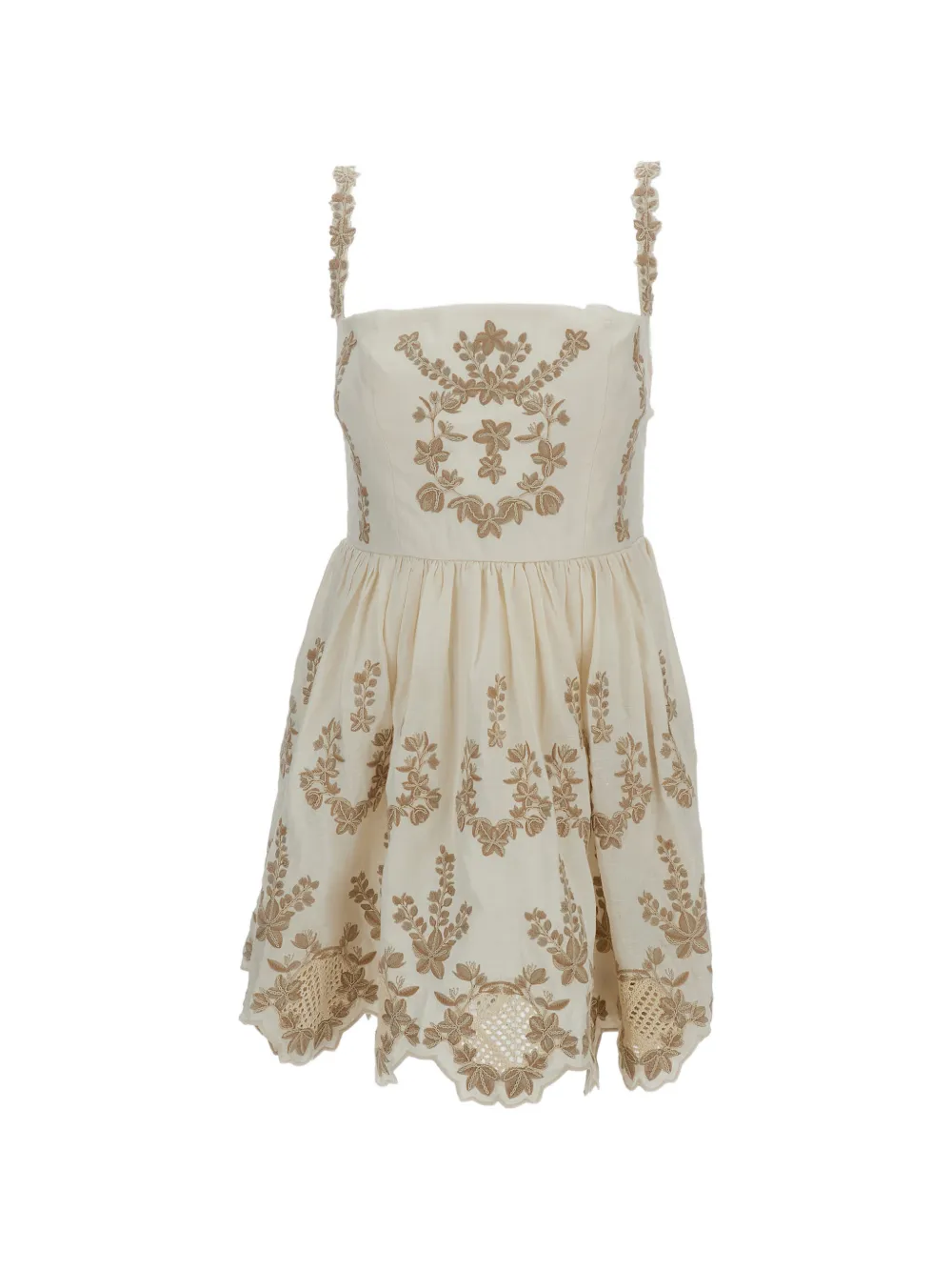 Agua By Agua Bendita embroidered scalloped-hem dress - Toni neutri