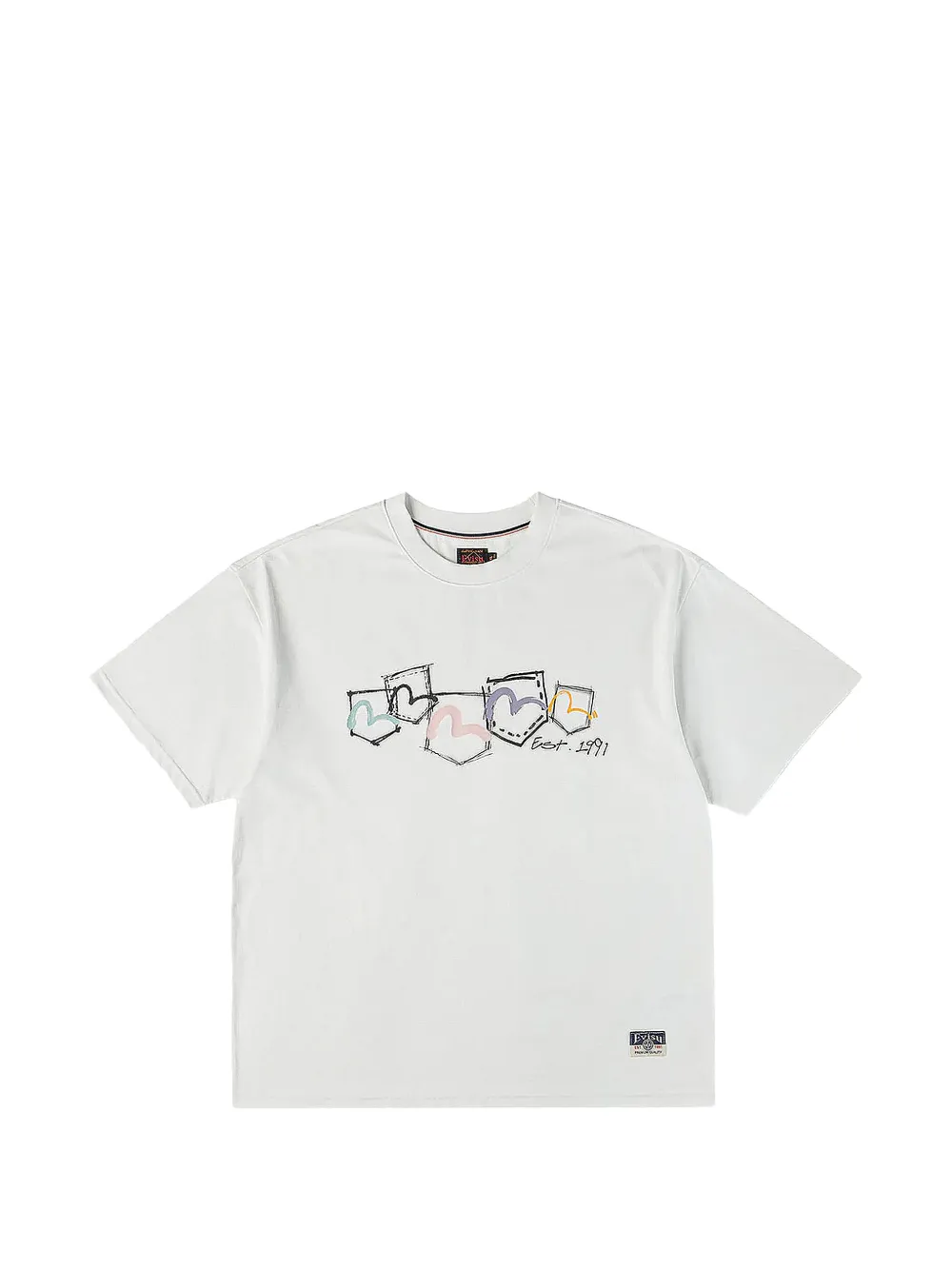EVISU hand-drawn multi-pocket T-shirt - Bianco