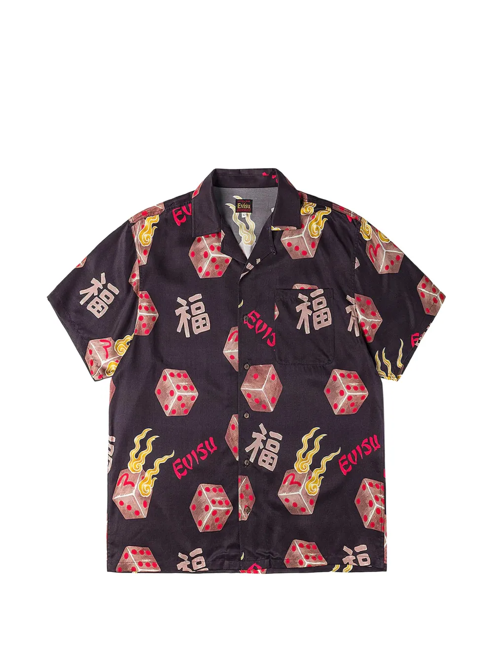 EVISU dice-print short-sleeve shirt - Black