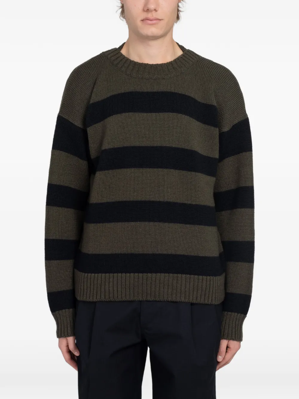 Margaret Howell striped crew-neck sweater - Grün