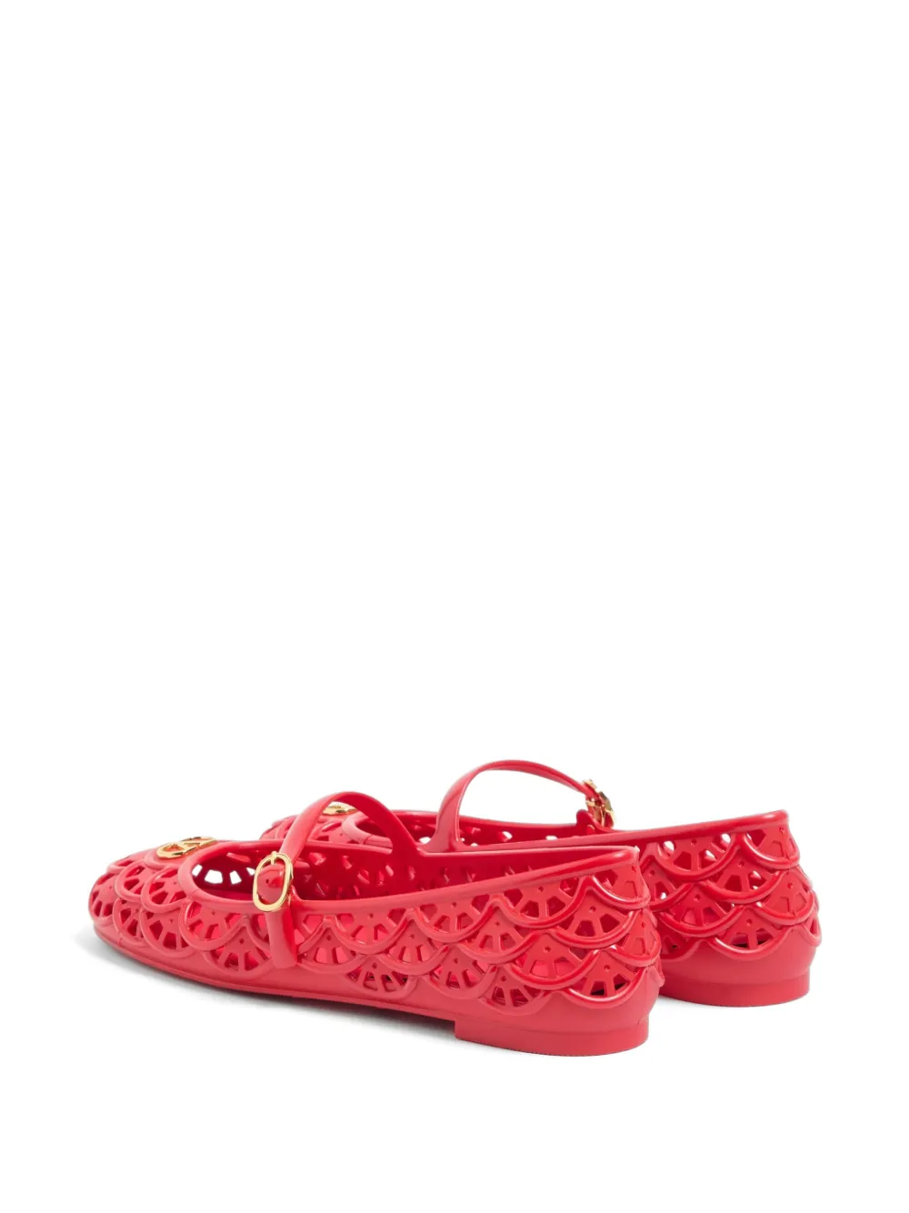 Valentino Garavani Ondette rubberen ballerina's met gewelfd patroon 05 mm Rood