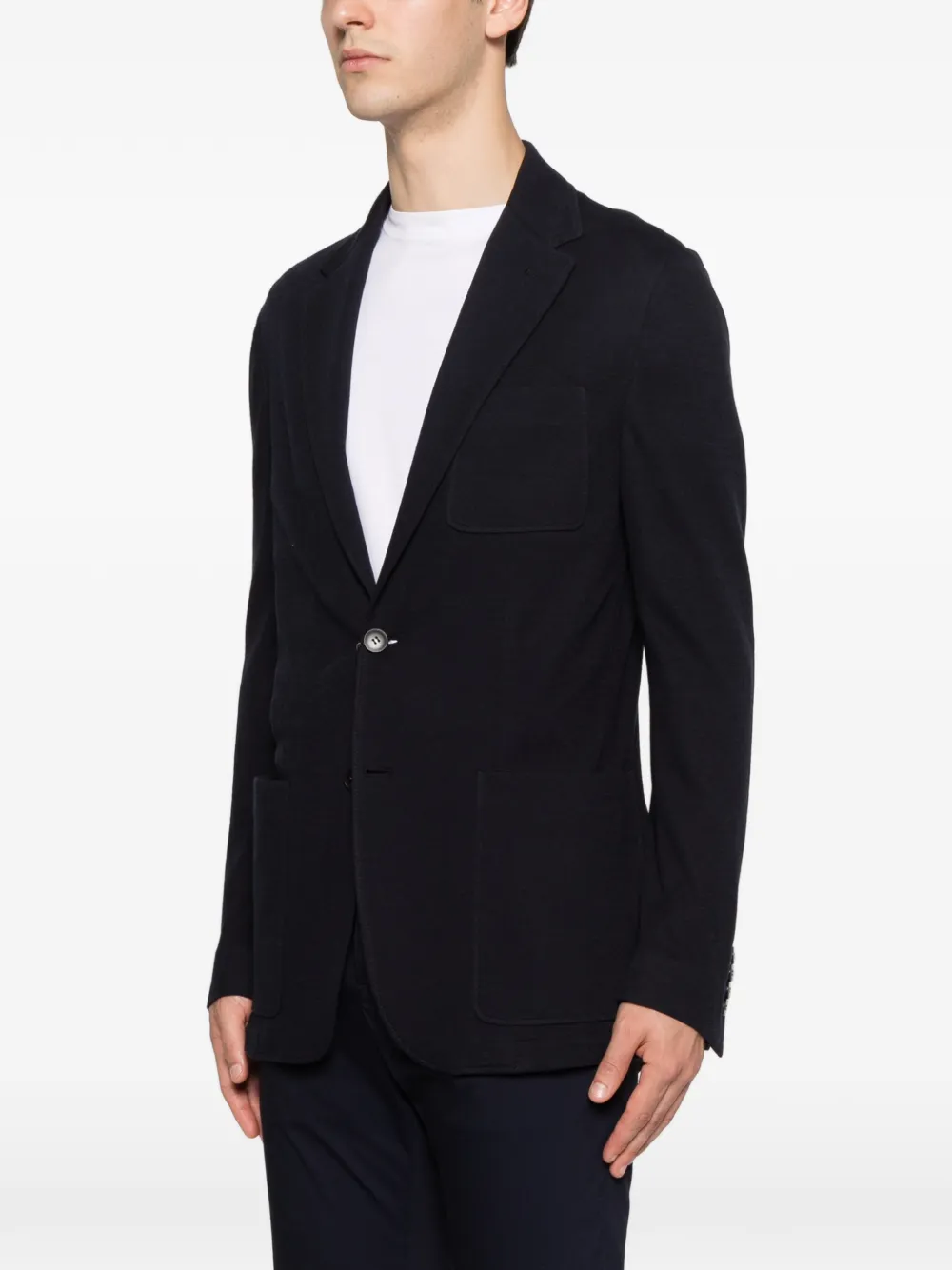 Canali Blazer met opgestikte zak en gekerfde revers Blauw