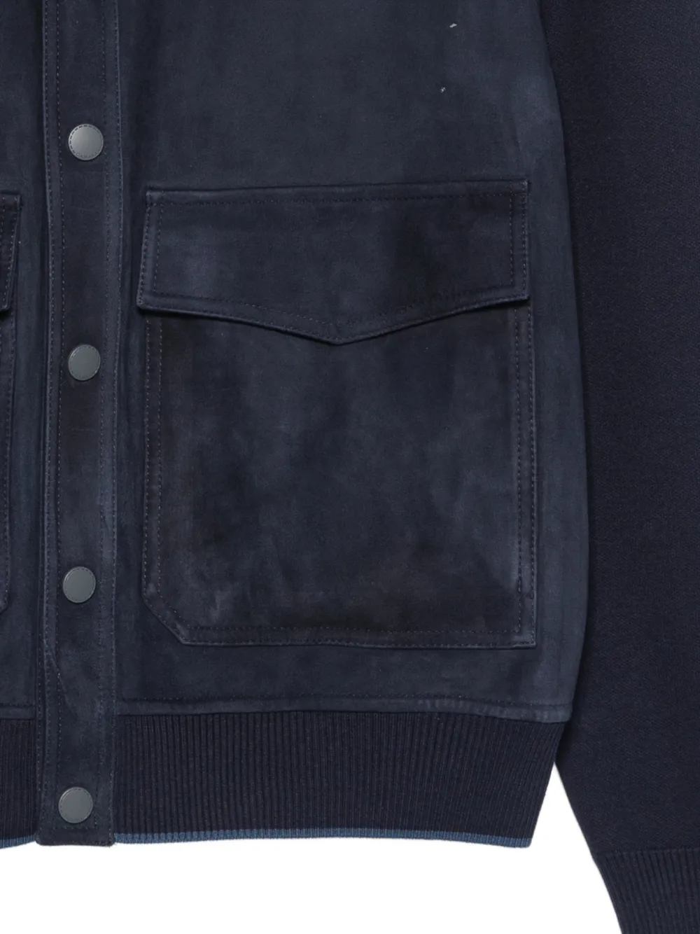 Canali Bomberjack met suède vlak Blauw
