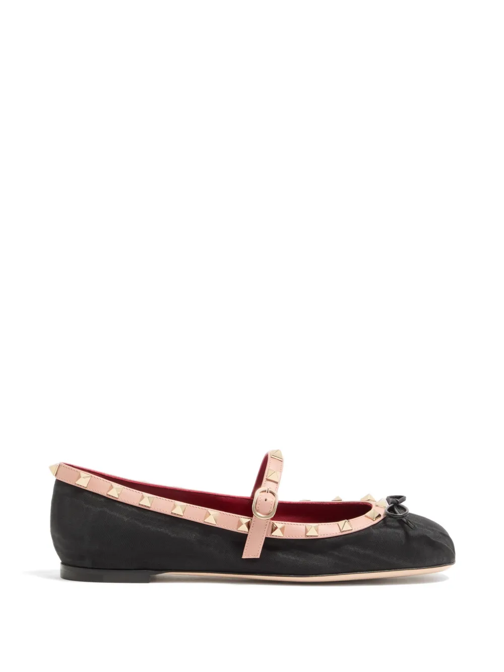 Valentino Garavani Rockstud Mary-Jane ballerina in moiré fabric 05mm - Nero