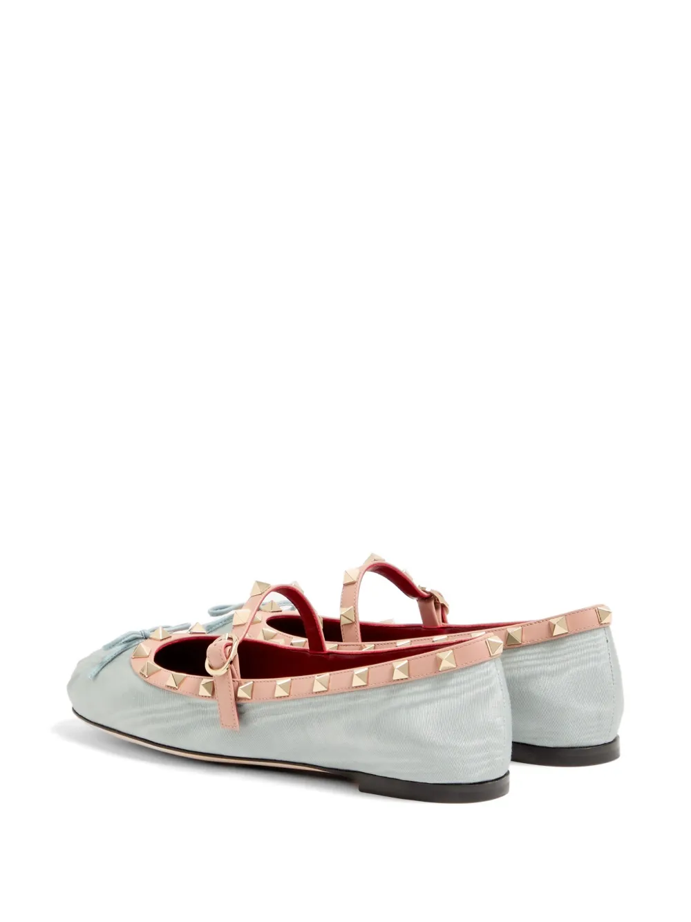 Valentino Garavani Rockstud Mary-Jane ballerina in moiré stof Blauw