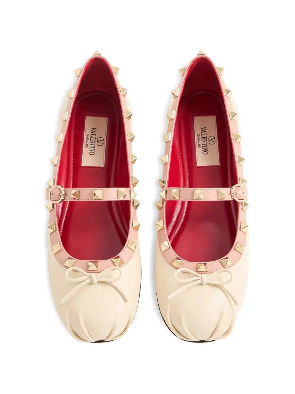 Valentino Garavani Mary-Jane Rockstud ballerina's in nappa Beige
