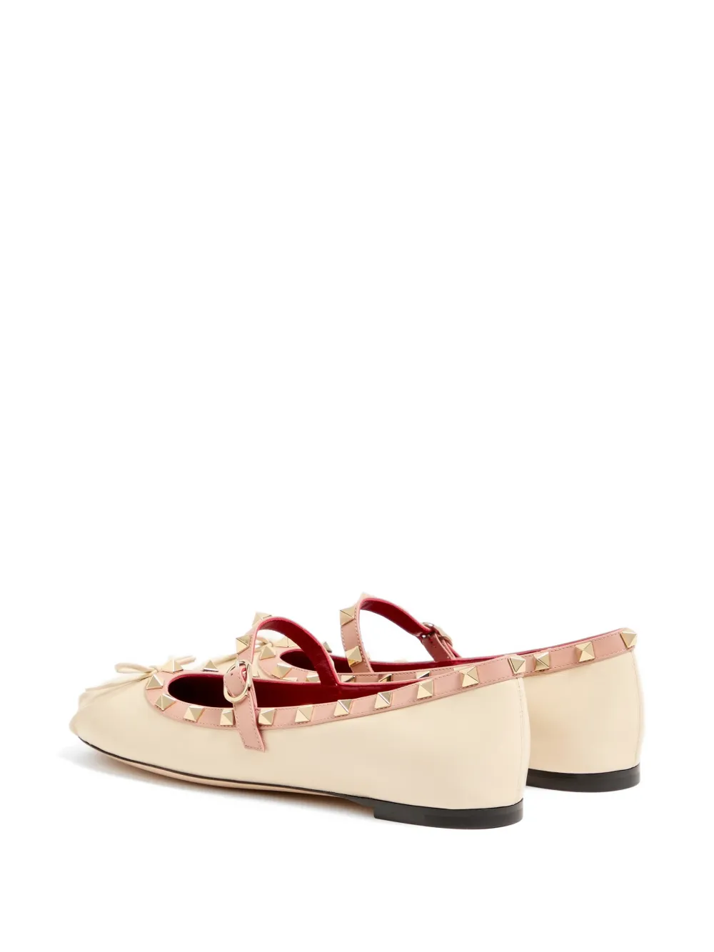 Valentino Garavani Mary-Jane Rockstud ballerina's in nappa Beige