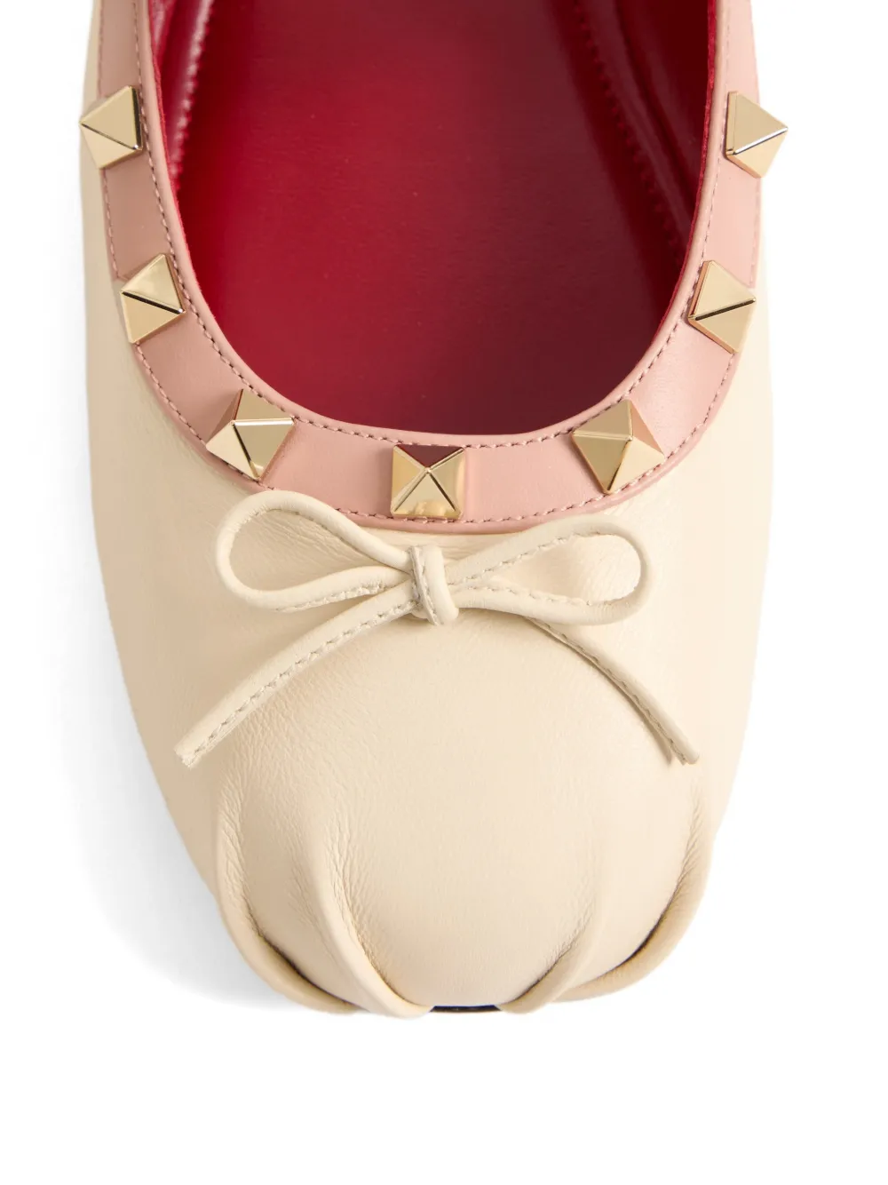 Valentino Garavani Mary-Jane Rockstud ballerina's in nappa Beige