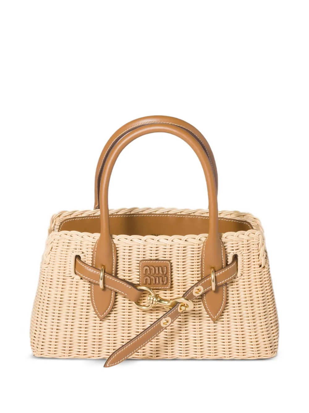 Miu Miu Borsa a mano Aventure in pelle e vimini - Toni neutri