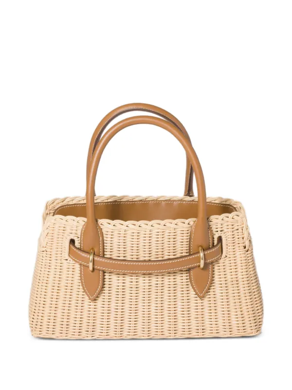 Miu Miu Aventure Wicker And Leather Handbag | Neutrals | FARFETCH