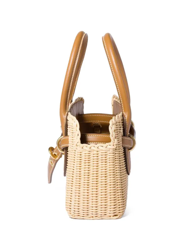 Miu Miu Aventure Wicker And Leather Handbag | Neutrals | FARFETCH