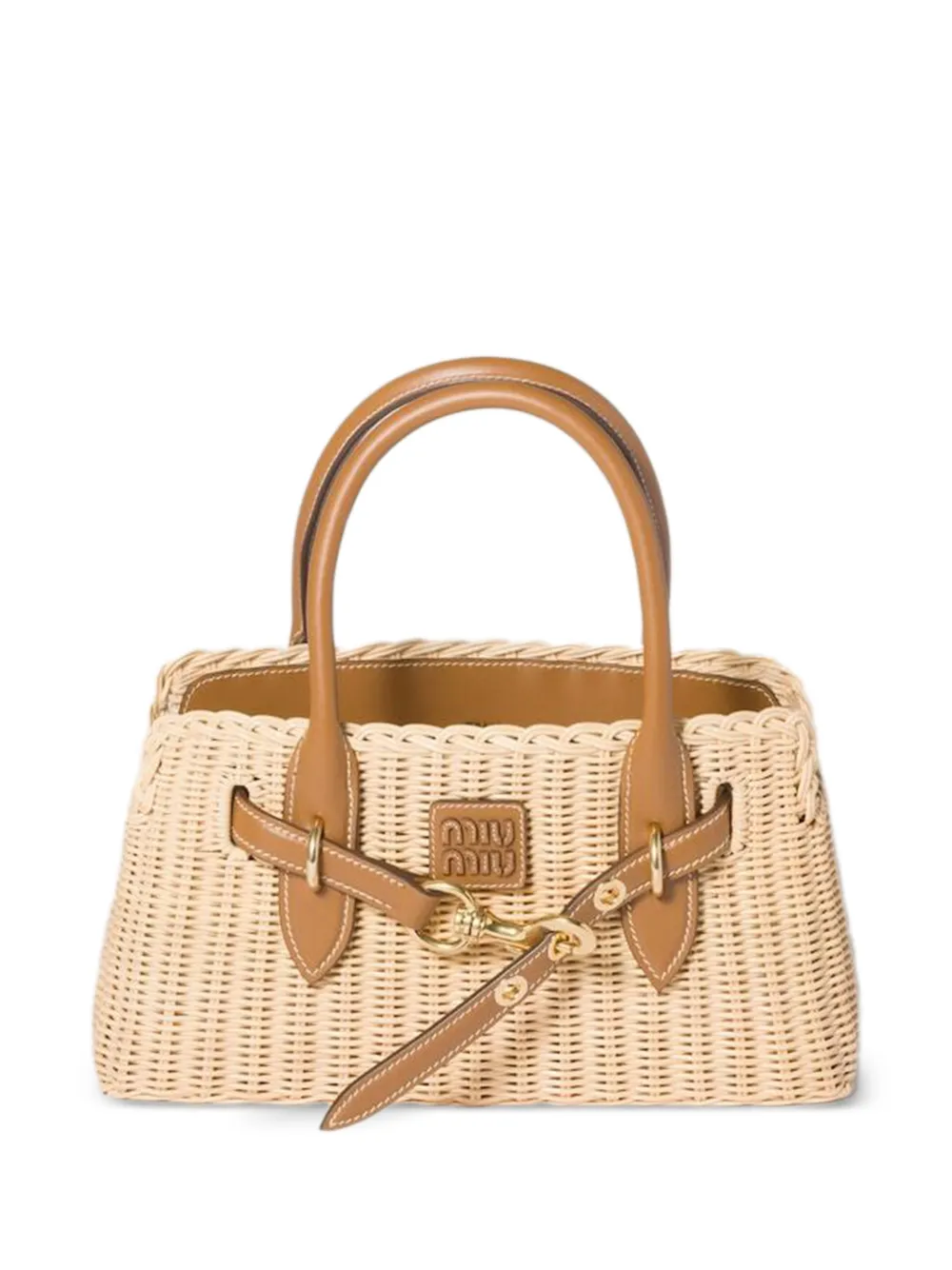 Miu Miu Borsa a mano Aventure in pelle e vimini - Toni neutri