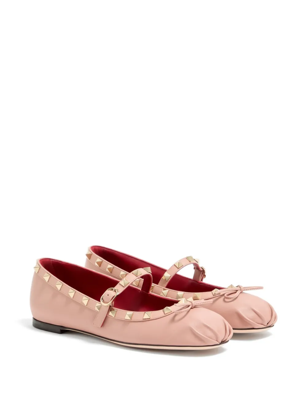 Valentino Garavani Mary-Jane Rockstud ballerina's in nappa leer Roze