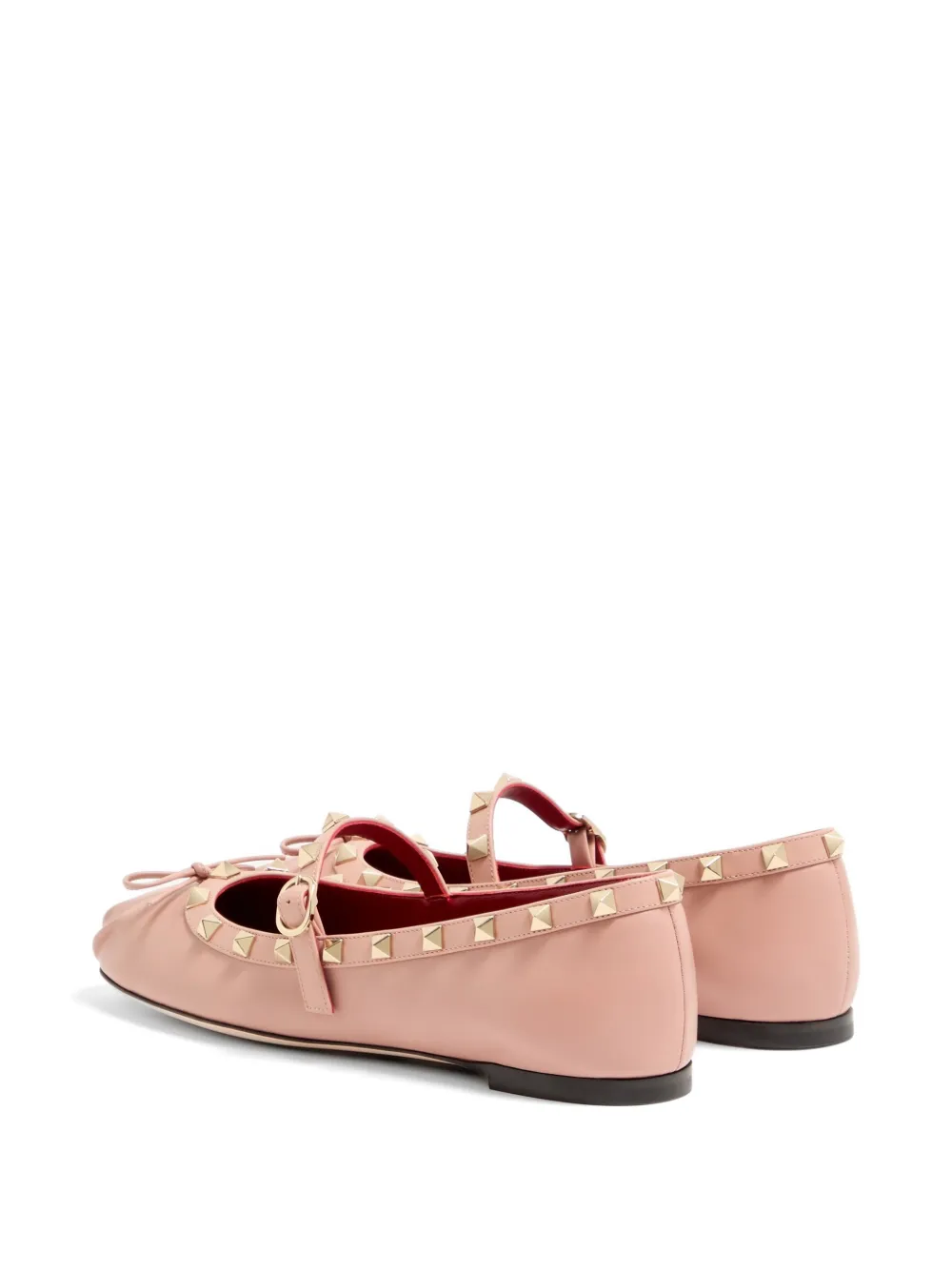 Valentino Garavani Mary-Jane Rockstud ballerina's in nappa leer Roze
