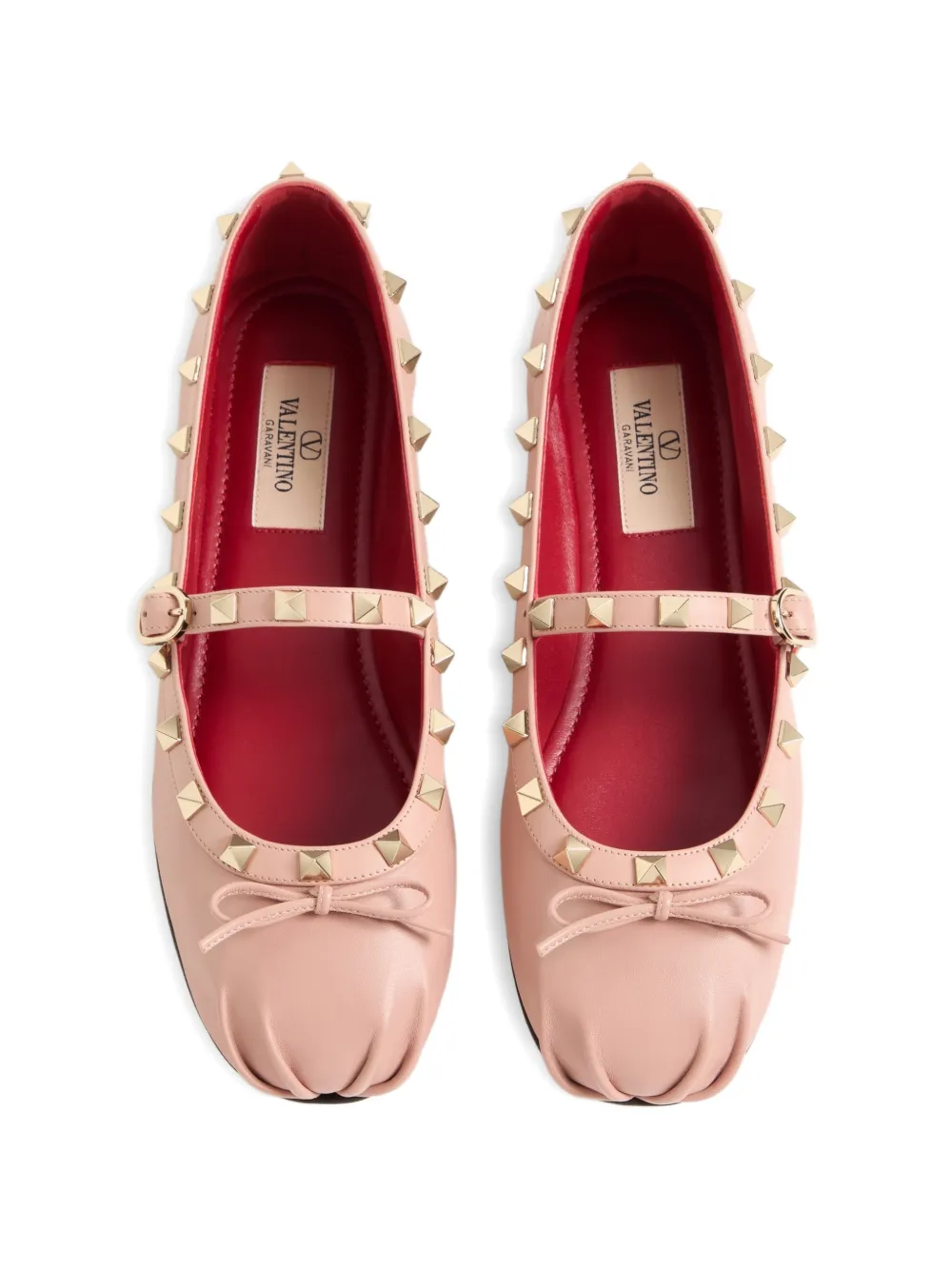 Valentino Garavani Mary-Jane Rockstud ballerina's in nappa leer Roze