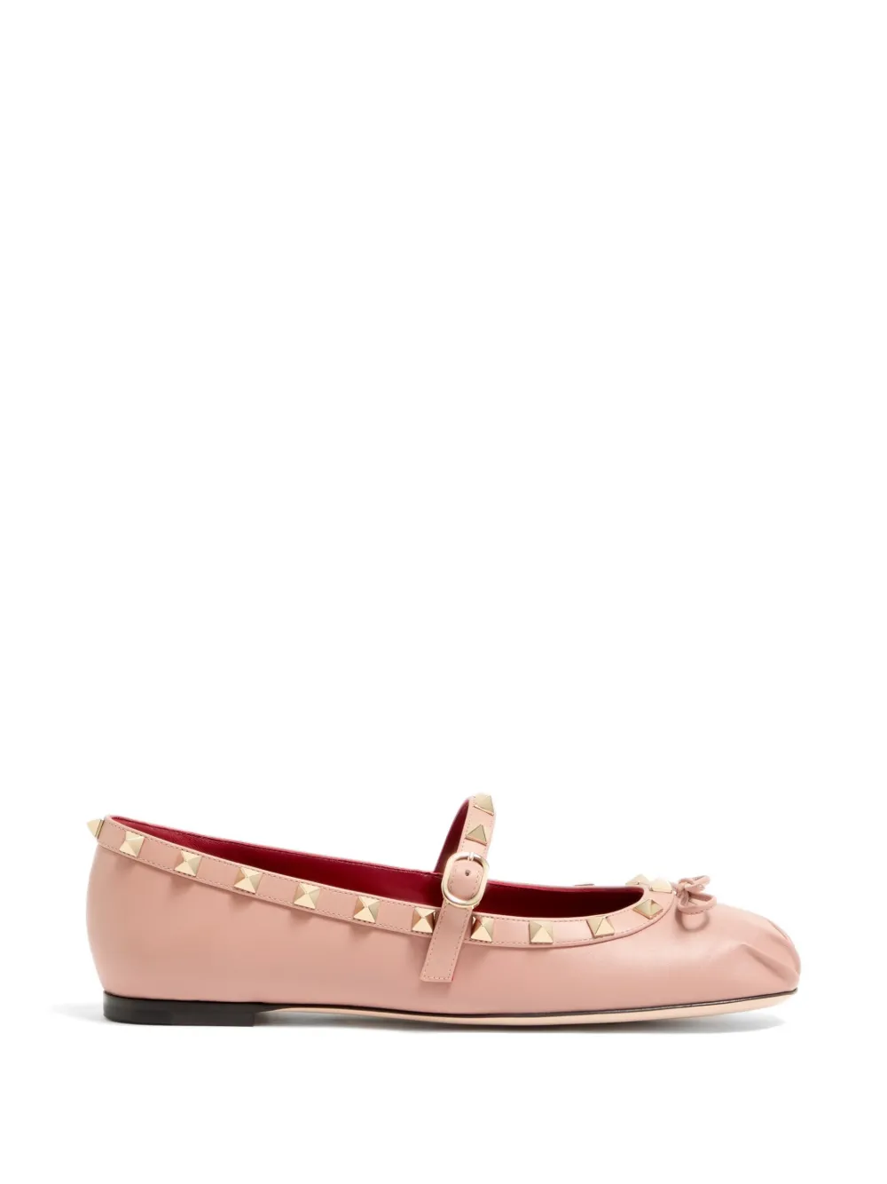 Valentino Garavani Mary-Jane Rockstud ballerina in nappa 05mm - Rosa
