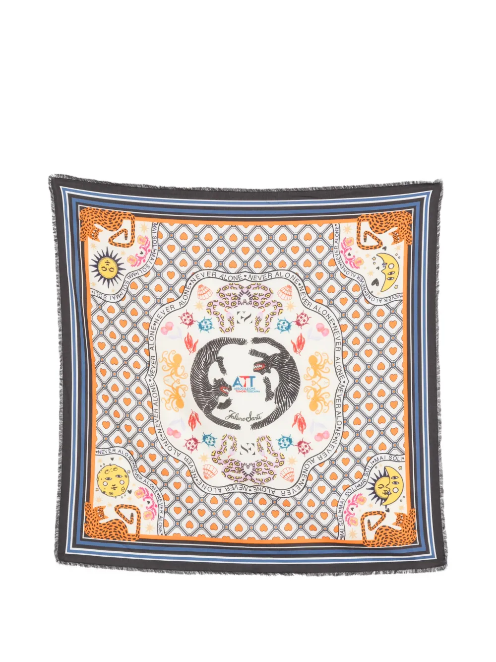 Faliero Sarti Vivere graphic-print frayed scarf - Toni neutri