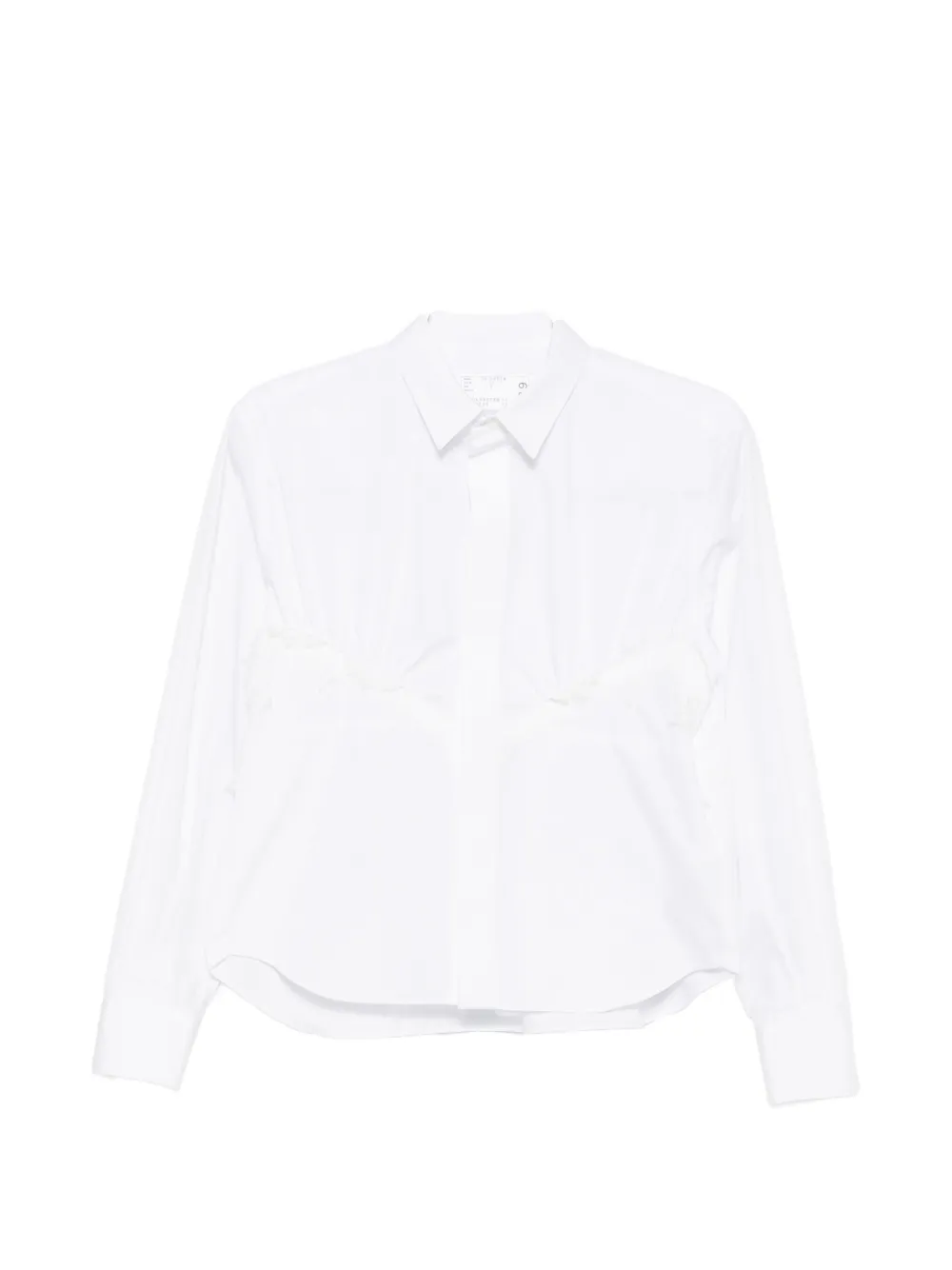 sacai lace-trimmed gathered shirt - Bianco