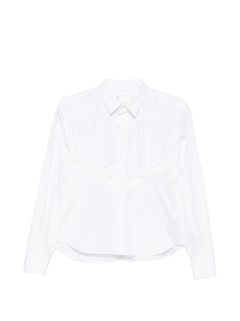sacai lace-trimmed gathered shirt - Weiß