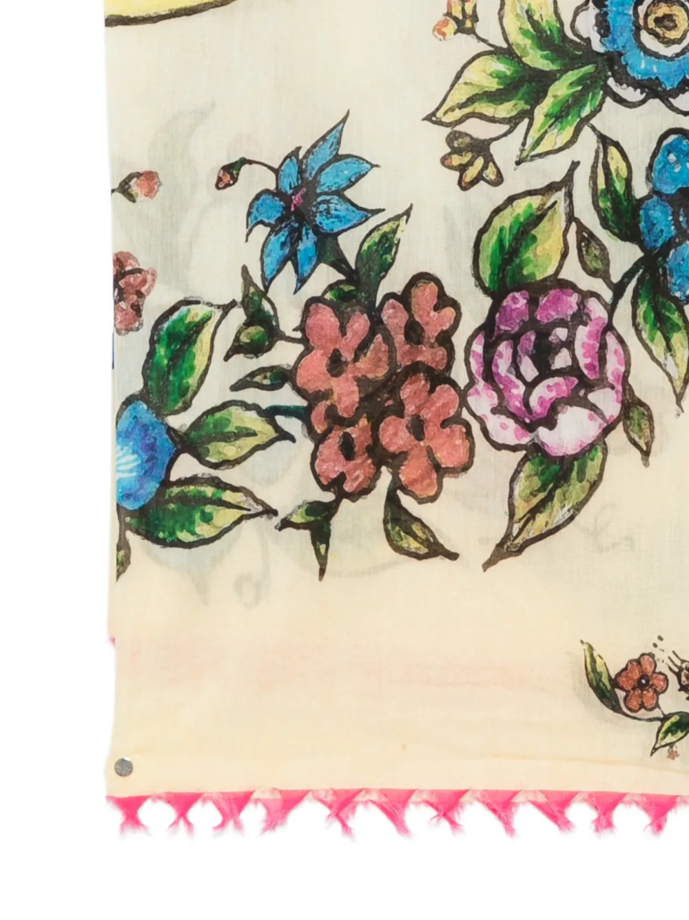 Faliero Sarti Marcella sjaal met bloemenprint en franje Beige