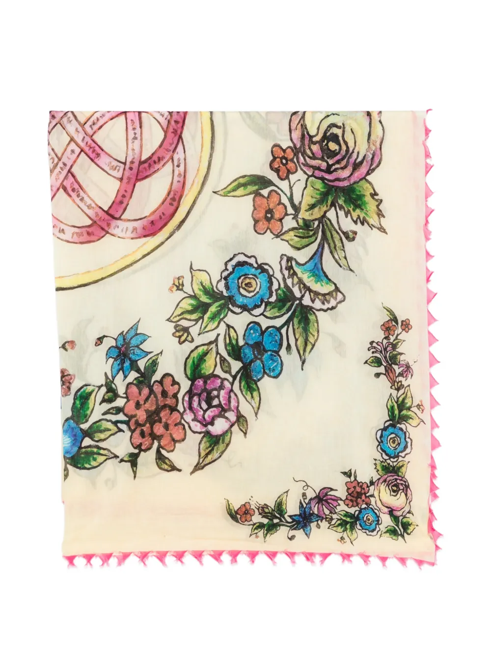 Faliero Sarti Marcella floral-print fringed-edge scarf - Nude