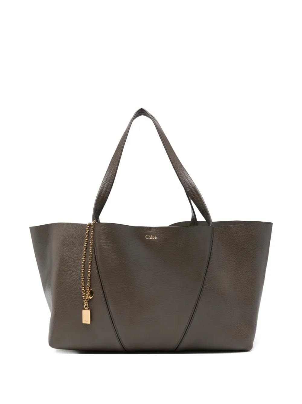 Chloé grainy-leather charm-detail tote bag - Grigio