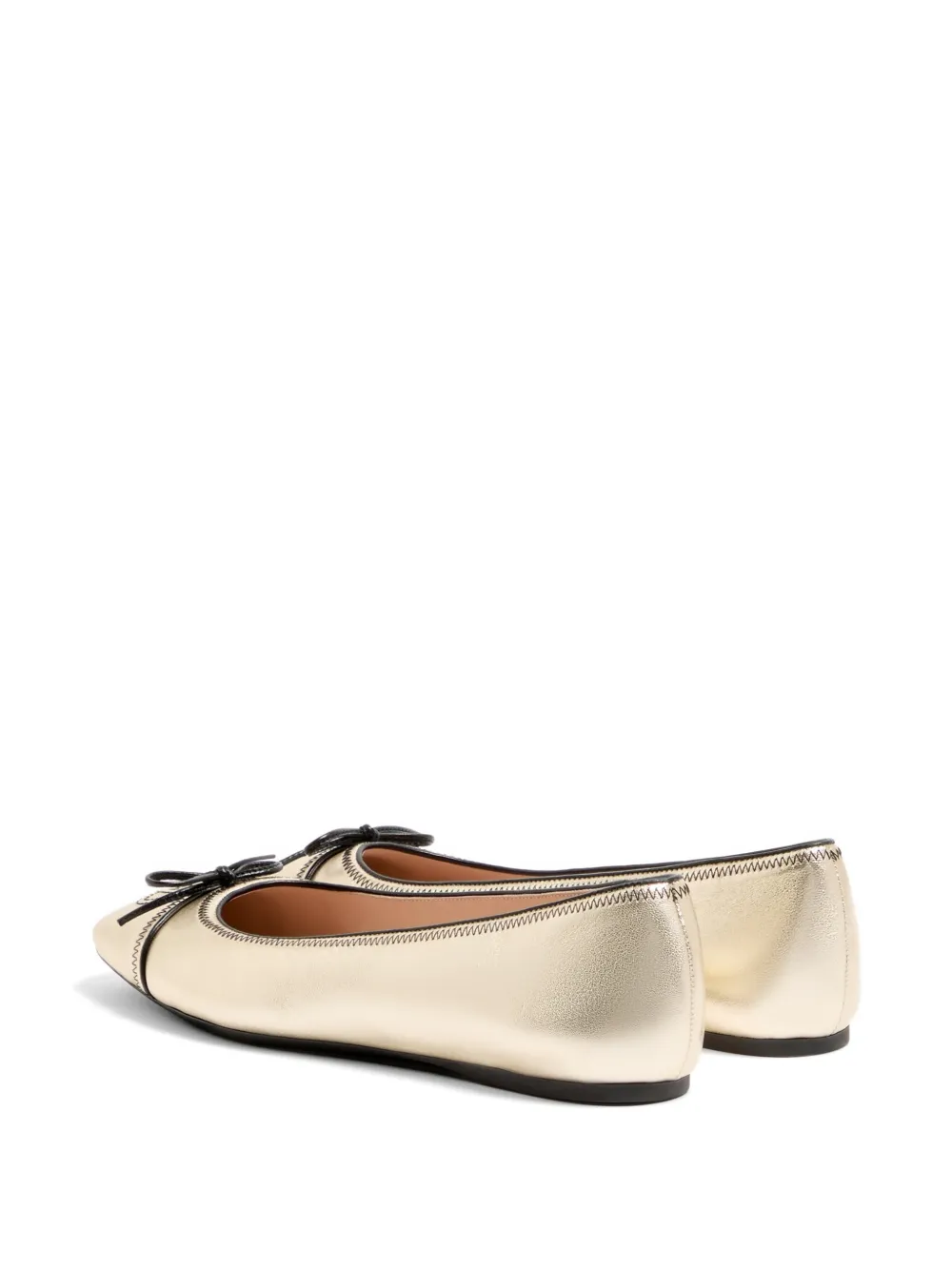 Valentino Garavani VLogo Signature gelamineerde nappa ballerina's Goud