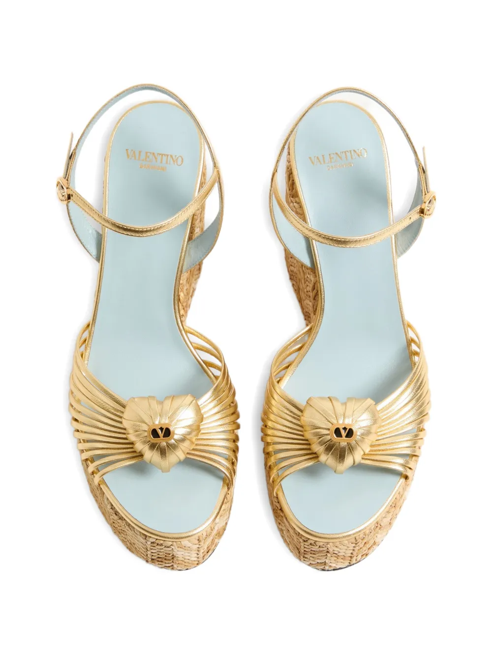 Valentino Garavani 110 mm Coeur Royal nappa leren sandalen met sleehak Goud