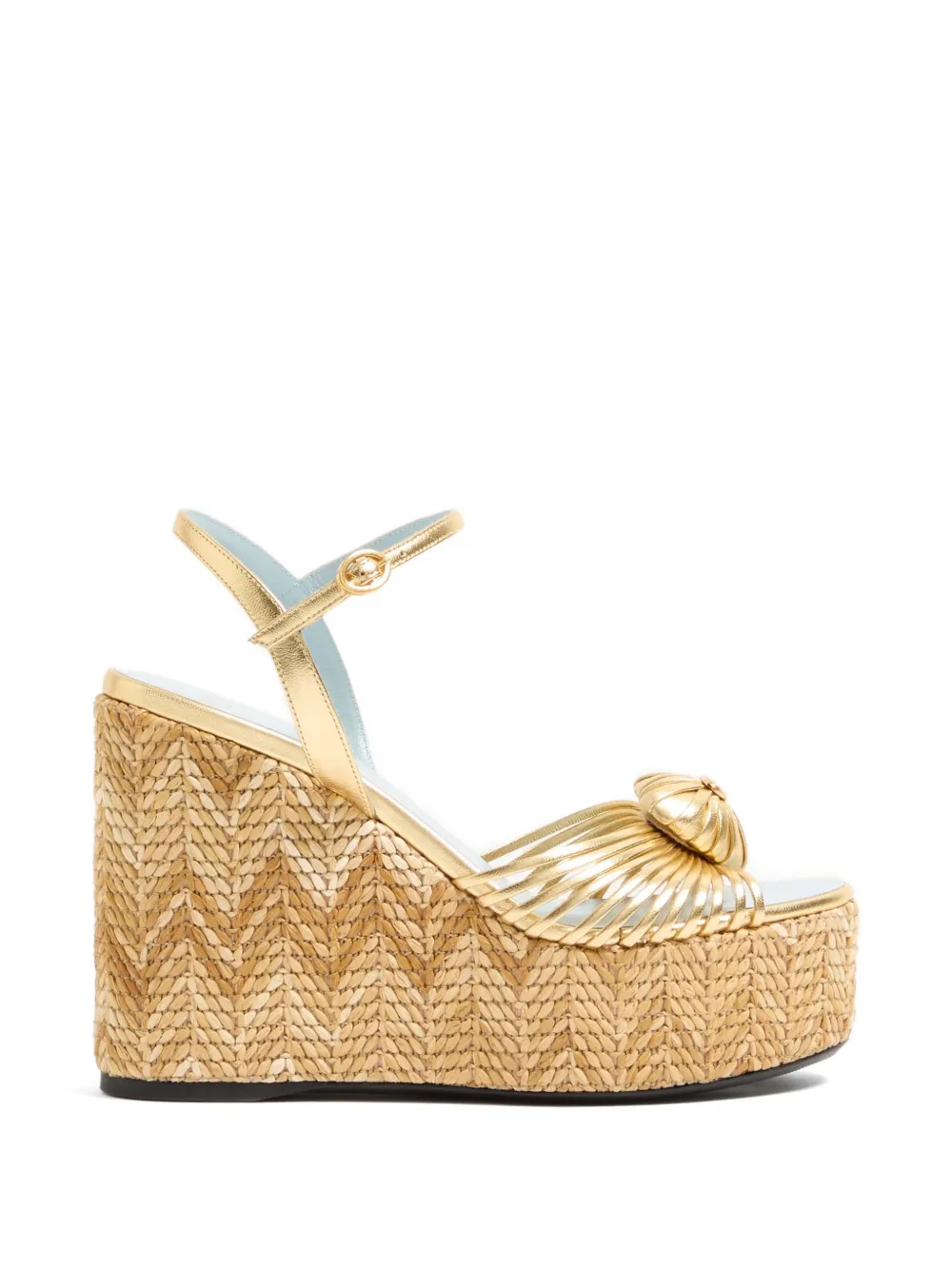 Valentino Garavani Coeur Royal Wedge sandals in laminated nappa 110mm - Gold