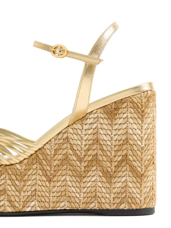 Valentino Garavani Coeur Royal Wedge Sandal In Laminated Nappa