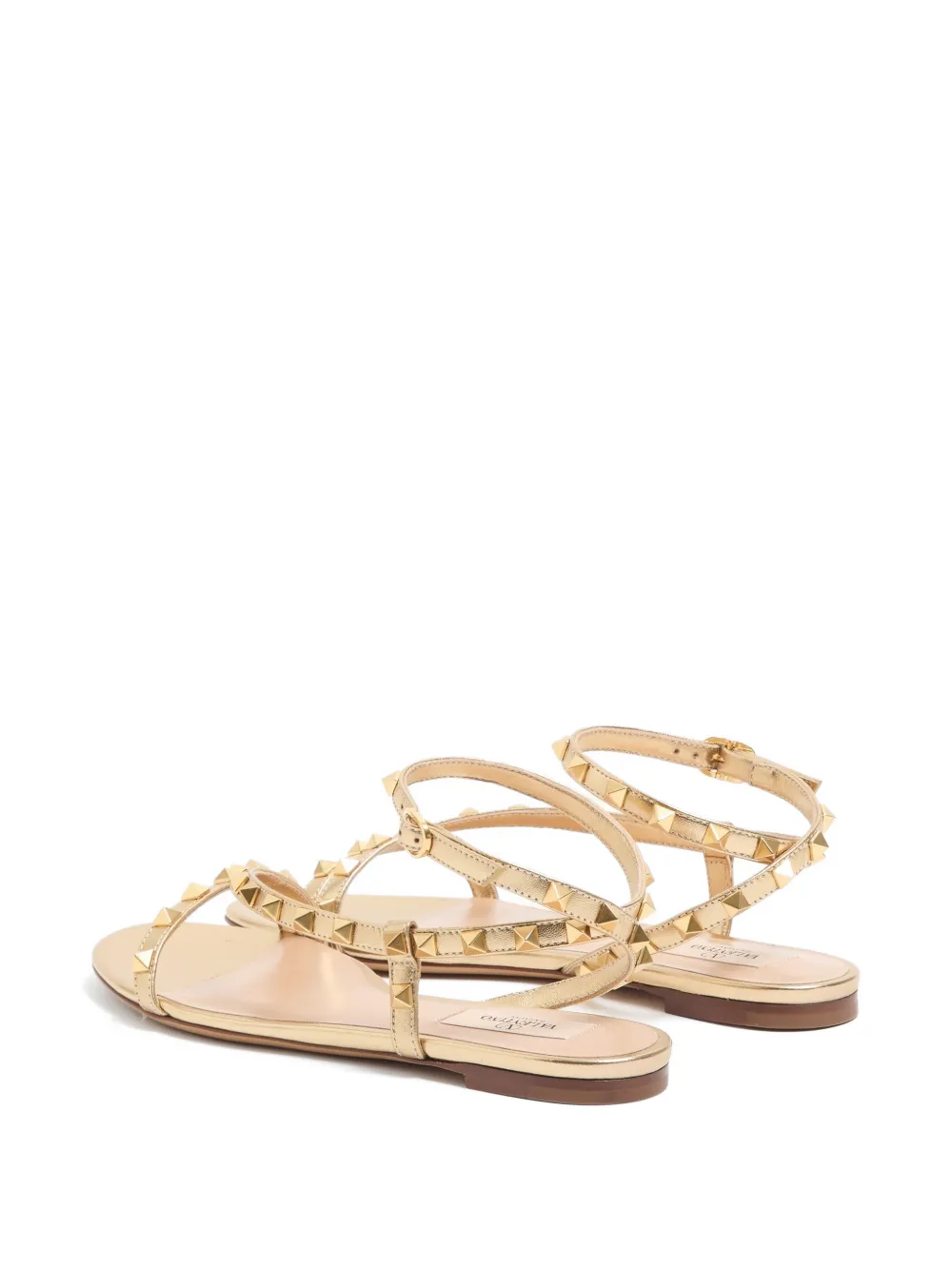 Valentino Garavani Rockstud gelamineerde nappa leren sandalen Goud