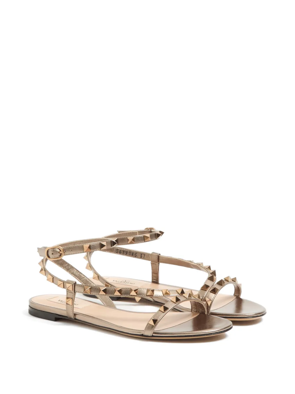 Valentino Garavani Rockstud gelamineerde nappa sandalen Goud