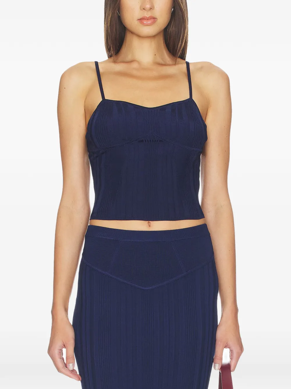Fleur Du Mal ribbed-knit corset top - Blu