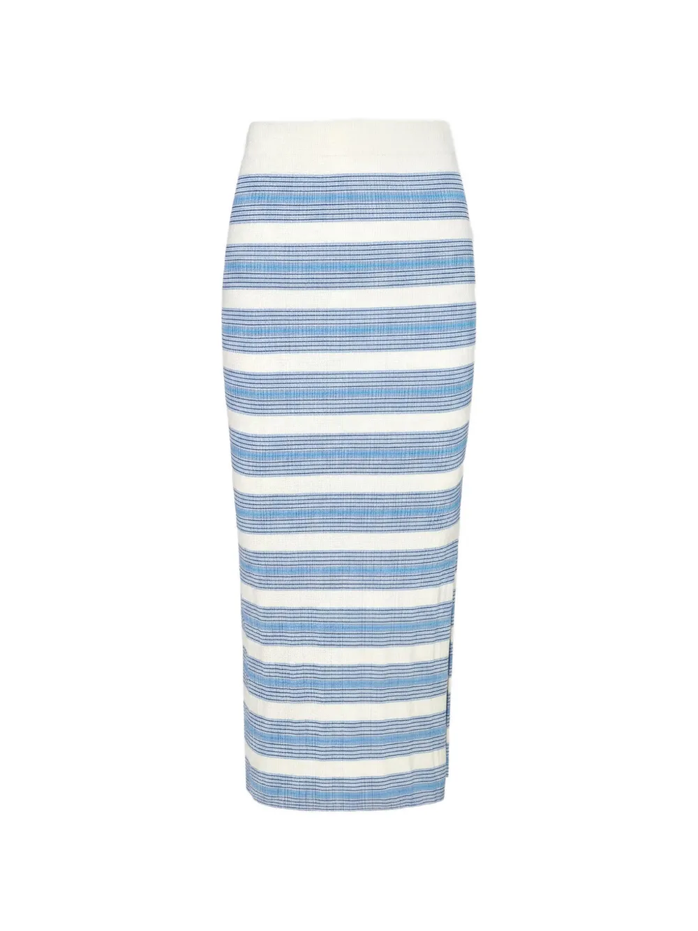 Hevron Horizontal-stripe Ribbed-knit Skirt In Blue