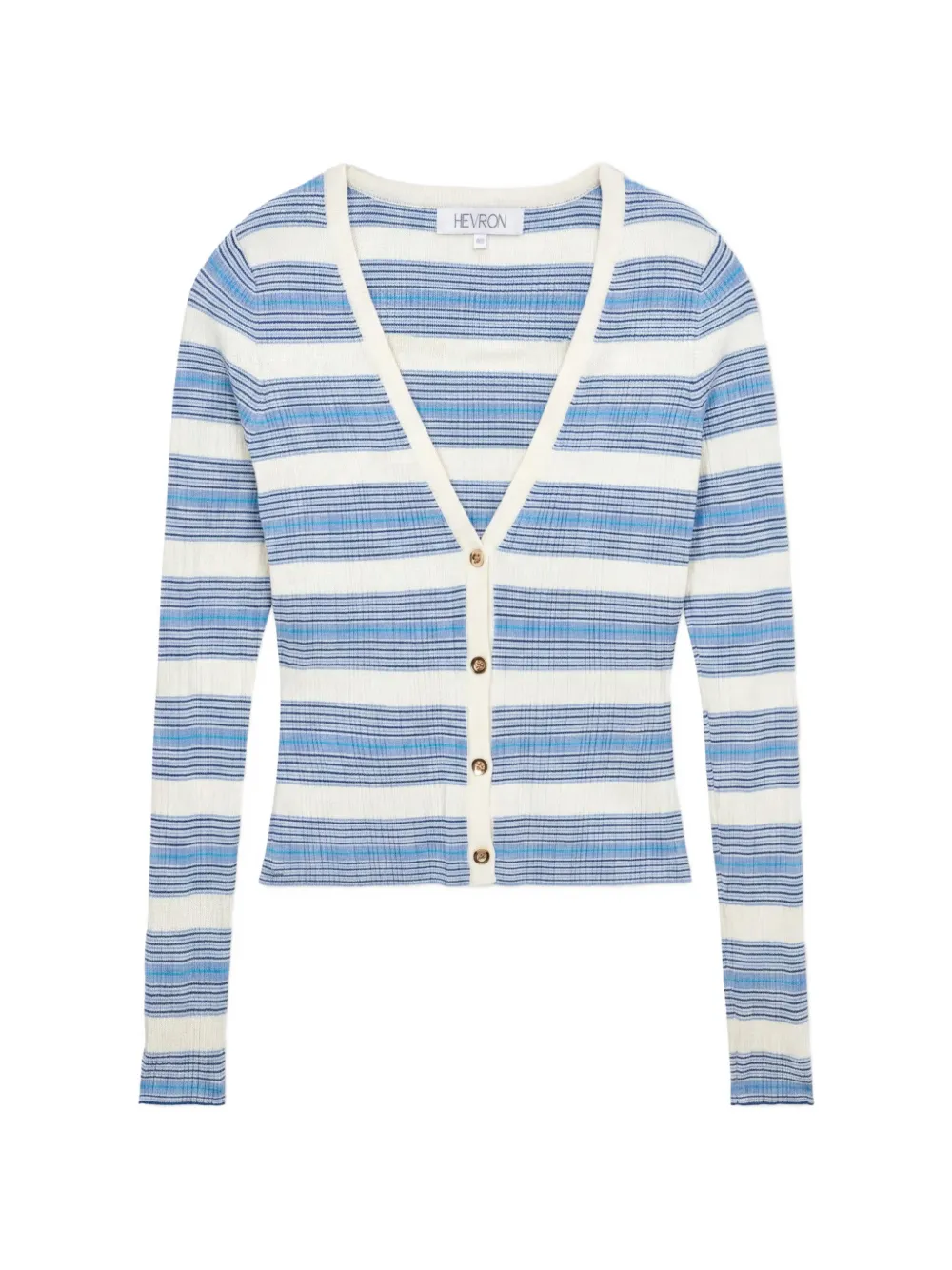 HEVRON Pearl striped ribbed-knit cardigan - Blue