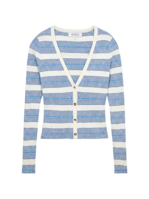 HEVRON Pearl striped ribbed-knit cardigan