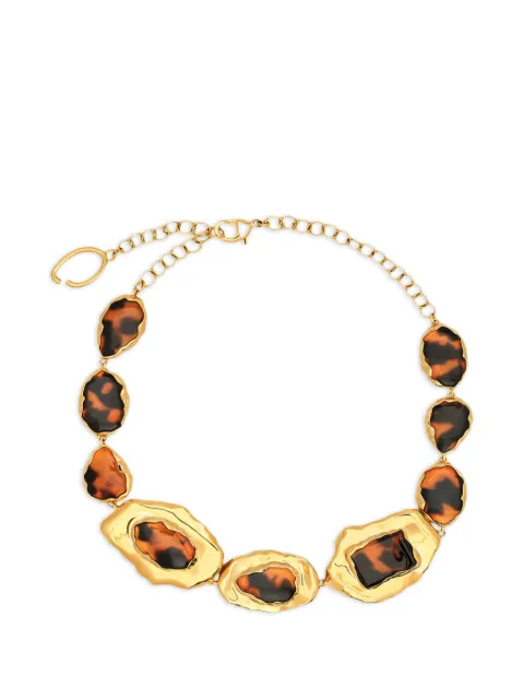 Oscar de la Renta tortoise stone collar necklace