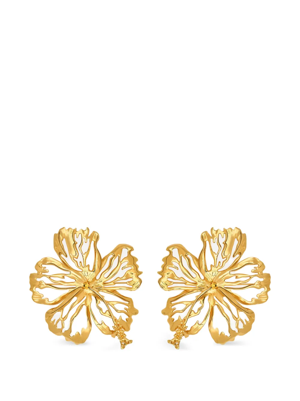 Oscar de la Renta openwork hibiscus earrings - Oro