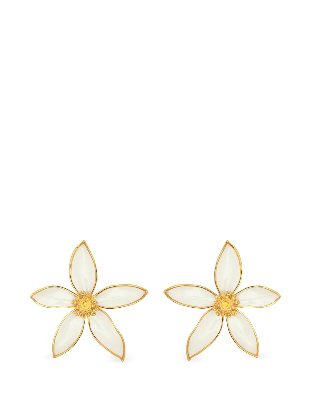 Oscar de la Renta orange blossom clip-on earrings - Gold