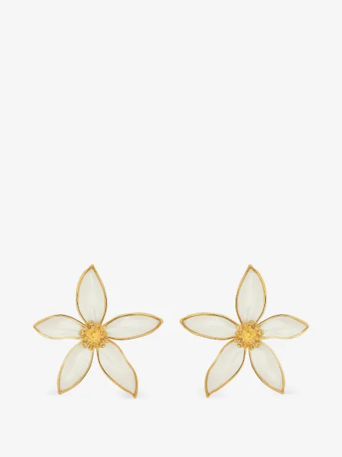 Oscar de la Renta orange blossom clip-on earrings