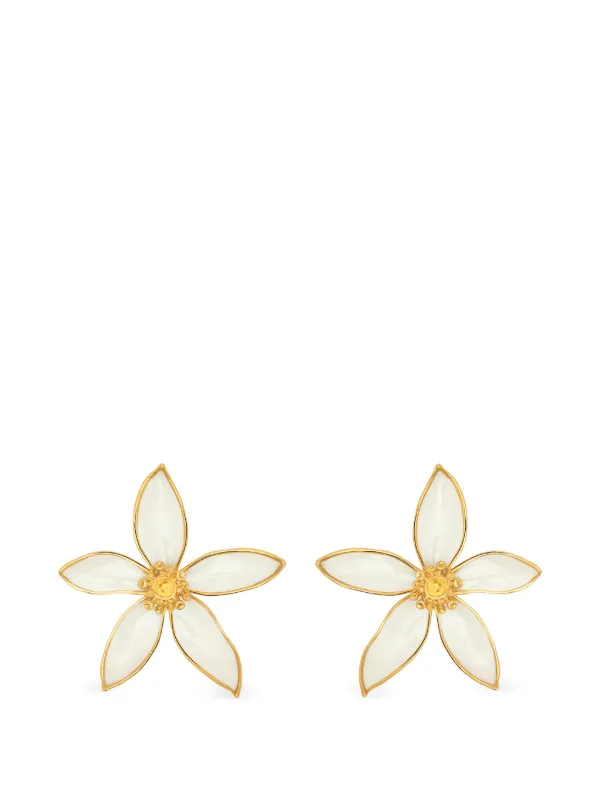 Oscar de la Renta Orange Blossom Clip-on Earrings in Gold