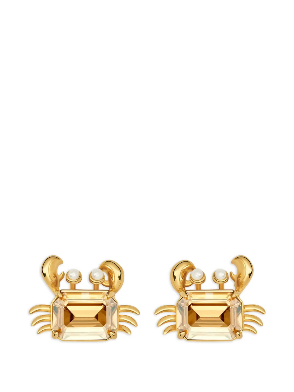 Oscar de la Renta crystal crab earrings - Oro