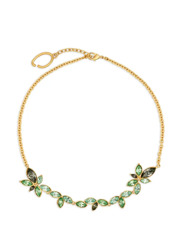 Oscar de la Renta Navette Crystal Necklace in Gold
