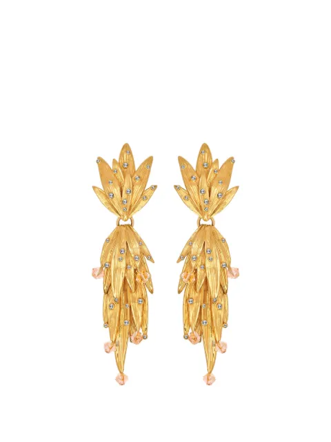 Oscar de la Renta palm leaf clip-on earrings