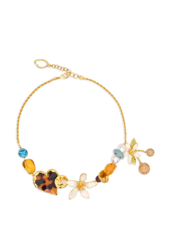 Oscar de la Renta Orange Blossom Charm Necklace in Gold